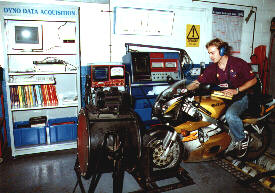 Suzuki motorcycle during power test